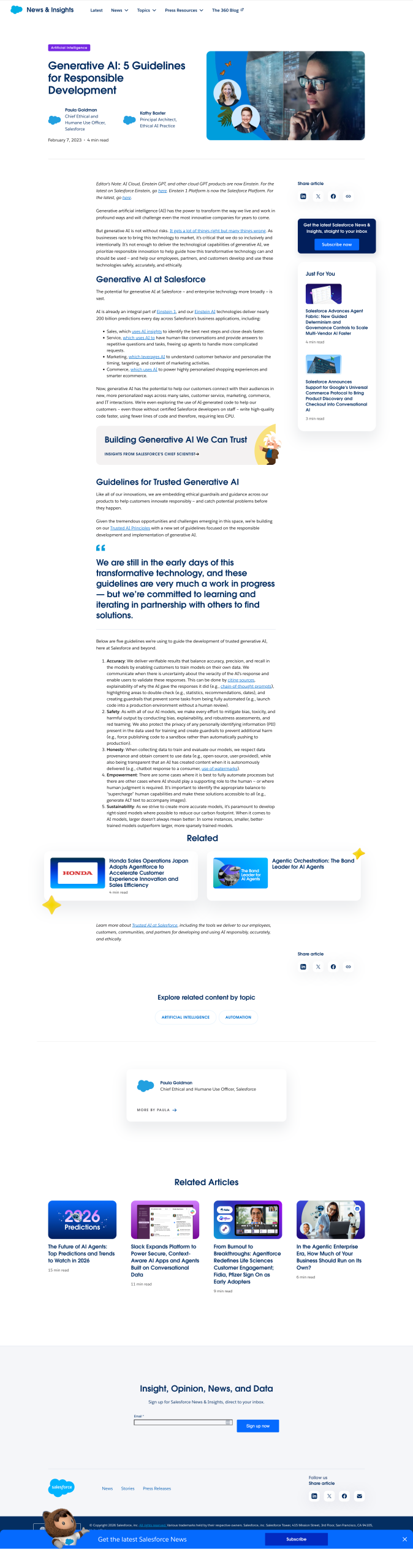 Article by Salesforce on generative AI